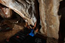 Bouldering in Hueco Tanks on 10/19/2018 with Blue Lizard Climbing and Yoga

Filename: SRM_20181019_1627290.jpg
Aperture: f/6.3
Shutter Speed: 1/250
Body: Canon EOS-1D Mark II
Lens: Canon EF 16-35mm f/2.8 L