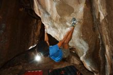 Bouldering in Hueco Tanks on 10/19/2018 with Blue Lizard Climbing and Yoga

Filename: SRM_20181019_1641370.jpg
Aperture: f/5.6
Shutter Speed: 1/250
Body: Canon EOS-1D Mark II
Lens: Canon EF 16-35mm f/2.8 L