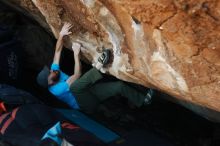 Bouldering in Hueco Tanks on 11/02/2018 with Blue Lizard Climbing and Yoga

Filename: SRM_20181102_1013451.jpg
Aperture: f/3.5
Shutter Speed: 1/320
Body: Canon EOS-1D Mark II
Lens: Canon EF 50mm f/1.8 II