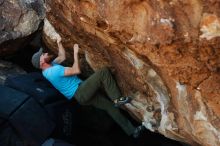 Bouldering in Hueco Tanks on 11/02/2018 with Blue Lizard Climbing and Yoga

Filename: SRM_20181102_1013530.jpg
Aperture: f/3.5
Shutter Speed: 1/500
Body: Canon EOS-1D Mark II
Lens: Canon EF 50mm f/1.8 II