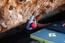 Bouldering in Hueco Tanks on 11/02/2018 with Blue Lizard Climbing and Yoga

Filename: SRM_20181102_1055420.jpg
Aperture: f/4.0
Shutter Speed: 1/250
Body: Canon EOS-1D Mark II
Lens: Canon EF 50mm f/1.8 II