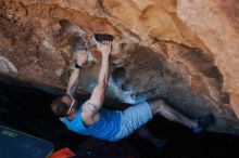 Bouldering in Hueco Tanks on 11/02/2018 with Blue Lizard Climbing and Yoga

Filename: SRM_20181102_1112280.jpg
Aperture: f/4.0
Shutter Speed: 1/400
Body: Canon EOS-1D Mark II
Lens: Canon EF 50mm f/1.8 II