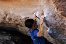 Bouldering in Hueco Tanks on 11/02/2018 with Blue Lizard Climbing and Yoga

Filename: SRM_20181102_1157431.jpg
Aperture: f/2.0
Shutter Speed: 1/400
Body: Canon EOS-1D Mark II
Lens: Canon EF 85mm f/1.2 L II