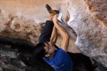 Bouldering in Hueco Tanks on 11/02/2018 with Blue Lizard Climbing and Yoga

Filename: SRM_20181102_1201420.jpg
Aperture: f/2.0
Shutter Speed: 1/320
Body: Canon EOS-1D Mark II
Lens: Canon EF 85mm f/1.2 L II