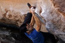 Bouldering in Hueco Tanks on 11/02/2018 with Blue Lizard Climbing and Yoga

Filename: SRM_20181102_1201421.jpg
Aperture: f/2.0
Shutter Speed: 1/320
Body: Canon EOS-1D Mark II
Lens: Canon EF 85mm f/1.2 L II
