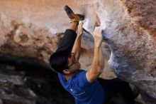 Bouldering in Hueco Tanks on 11/02/2018 with Blue Lizard Climbing and Yoga

Filename: SRM_20181102_1201431.jpg
Aperture: f/2.0
Shutter Speed: 1/320
Body: Canon EOS-1D Mark II
Lens: Canon EF 85mm f/1.2 L II