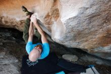 Bouldering in Hueco Tanks on 11/02/2018 with Blue Lizard Climbing and Yoga

Filename: SRM_20181102_1210530.jpg
Aperture: f/4.0
Shutter Speed: 1/250
Body: Canon EOS-1D Mark II
Lens: Canon EF 16-35mm f/2.8 L