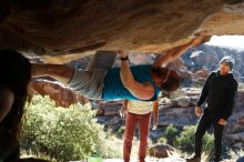 Bouldering in Hueco Tanks on 11/03/2018 with Blue Lizard Climbing and Yoga

Filename: SRM_20181103_1009280.jpg
Aperture: f/5.6
Shutter Speed: 1/500
Body: Canon EOS-1D Mark II
Lens: Canon EF 50mm f/1.8 II