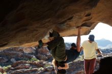 Bouldering in Hueco Tanks on 11/03/2018 with Blue Lizard Climbing and Yoga

Filename: SRM_20181103_1014510.jpg
Aperture: f/5.6
Shutter Speed: 1/640
Body: Canon EOS-1D Mark II
Lens: Canon EF 50mm f/1.8 II