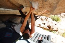 Bouldering in Hueco Tanks on 11/03/2018 with Blue Lizard Climbing and Yoga

Filename: SRM_20181103_1045200.jpg
Aperture: f/5.6
Shutter Speed: 1/800
Body: Canon EOS-1D Mark II
Lens: Canon EF 16-35mm f/2.8 L