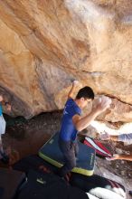Bouldering in Hueco Tanks on 11/03/2018 with Blue Lizard Climbing and Yoga

Filename: SRM_20181103_1134515.jpg
Aperture: f/5.6
Shutter Speed: 1/200
Body: Canon EOS-1D Mark II
Lens: Canon EF 16-35mm f/2.8 L