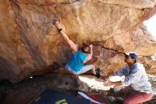 Bouldering in Hueco Tanks on 11/03/2018 with Blue Lizard Climbing and Yoga

Filename: SRM_20181103_1136470.jpg
Aperture: f/5.6
Shutter Speed: 1/400
Body: Canon EOS-1D Mark II
Lens: Canon EF 16-35mm f/2.8 L