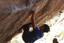 Bouldering in Hueco Tanks on 11/03/2018 with Blue Lizard Climbing and Yoga

Filename: SRM_20181103_1203521.jpg
Aperture: f/4.0
Shutter Speed: 1/640
Body: Canon EOS-1D Mark II
Lens: Canon EF 50mm f/1.8 II