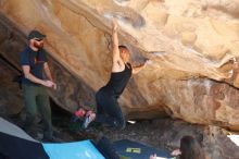 Bouldering in Hueco Tanks on 11/03/2018 with Blue Lizard Climbing and Yoga

Filename: SRM_20181103_1214382.jpg
Aperture: f/2.0
Shutter Speed: 1/1250
Body: Canon EOS-1D Mark II
Lens: Canon EF 50mm f/1.8 II