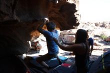 Bouldering in Hueco Tanks on 11/03/2018 with Blue Lizard Climbing and Yoga

Filename: SRM_20181103_1514310.jpg
Aperture: f/4.0
Shutter Speed: 1/1250
Body: Canon EOS-1D Mark II
Lens: Canon EF 16-35mm f/2.8 L