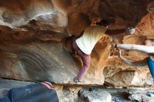 Bouldering in Hueco Tanks on 11/03/2018 with Blue Lizard Climbing and Yoga

Filename: SRM_20181103_1613230.jpg
Aperture: f/2.8
Shutter Speed: 1/160
Body: Canon EOS-1D Mark II
Lens: Canon EF 16-35mm f/2.8 L