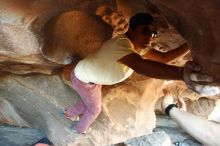 Bouldering in Hueco Tanks on 11/03/2018 with Blue Lizard Climbing and Yoga

Filename: SRM_20181103_1613331.jpg
Aperture: f/2.8
Shutter Speed: 1/100
Body: Canon EOS-1D Mark II
Lens: Canon EF 16-35mm f/2.8 L