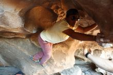 Bouldering in Hueco Tanks on 11/03/2018 with Blue Lizard Climbing and Yoga

Filename: SRM_20181103_1613350.jpg
Aperture: f/2.8
Shutter Speed: 1/100
Body: Canon EOS-1D Mark II
Lens: Canon EF 16-35mm f/2.8 L
