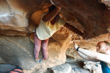 Bouldering in Hueco Tanks on 11/03/2018 with Blue Lizard Climbing and Yoga

Filename: SRM_20181103_1613470.jpg
Aperture: f/2.8
Shutter Speed: 1/125
Body: Canon EOS-1D Mark II
Lens: Canon EF 16-35mm f/2.8 L