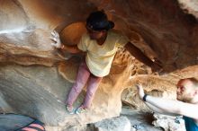 Bouldering in Hueco Tanks on 11/03/2018 with Blue Lizard Climbing and Yoga

Filename: SRM_20181103_1613500.jpg
Aperture: f/2.8
Shutter Speed: 1/125
Body: Canon EOS-1D Mark II
Lens: Canon EF 16-35mm f/2.8 L