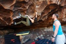 Bouldering in Hueco Tanks on 11/03/2018 with Blue Lizard Climbing and Yoga
Filename: SRM_20181103_1647370.jpg
Aperture: f/5.0
Shutter Speed: 1/250
Body: Canon EOS-1D Mark II
Lens: Canon EF 16-35mm f/2.8 L
