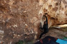 Bouldering in Hueco Tanks on 11/04/2018 with Blue Lizard Climbing and Yoga

Filename: SRM_20181104_1025400.jpg
Aperture: f/5.0
Shutter Speed: 1/250
Body: Canon EOS-1D Mark II
Lens: Canon EF 16-35mm f/2.8 L