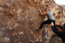 Bouldering in Hueco Tanks on 11/04/2018 with Blue Lizard Climbing and Yoga

Filename: SRM_20181104_1031051.jpg
Aperture: f/5.0
Shutter Speed: 1/250
Body: Canon EOS-1D Mark II
Lens: Canon EF 16-35mm f/2.8 L