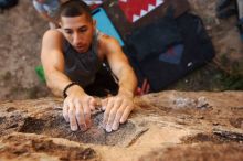 Bouldering in Hueco Tanks on 11/04/2018 with Blue Lizard Climbing and Yoga

Filename: SRM_20181104_1054250.jpg
Aperture: f/4.0
Shutter Speed: 1/320
Body: Canon EOS-1D Mark II
Lens: Canon EF 16-35mm f/2.8 L