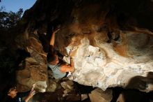 Bouldering in Hueco Tanks on 11/04/2018 with Blue Lizard Climbing and Yoga

Filename: SRM_20181104_1204220.jpg
Aperture: f/8.0
Shutter Speed: 1/250
Body: Canon EOS-1D Mark II
Lens: Canon EF 16-35mm f/2.8 L