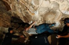 Bouldering in Hueco Tanks on 11/04/2018 with Blue Lizard Climbing and Yoga

Filename: SRM_20181104_1228160.jpg
Aperture: f/8.0
Shutter Speed: 1/250
Body: Canon EOS-1D Mark II
Lens: Canon EF 16-35mm f/2.8 L