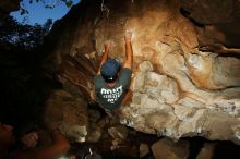 Bouldering in Hueco Tanks on 11/04/2018 with Blue Lizard Climbing and Yoga

Filename: SRM_20181104_1257270.jpg
Aperture: f/8.0
Shutter Speed: 1/250
Body: Canon EOS-1D Mark II
Lens: Canon EF 16-35mm f/2.8 L