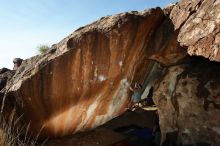 Bouldering in Hueco Tanks on 11/10/2018 with Blue Lizard Climbing and Yoga

Filename: SRM_20181110_1618110.jpg
Aperture: f/8.0
Shutter Speed: 1/250
Body: Canon EOS-1D Mark II
Lens: Canon EF 16-35mm f/2.8 L
