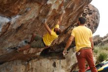 Bouldering in Hueco Tanks on 11/11/2018 with Blue Lizard Climbing and Yoga

Filename: SRM_20181111_1257431.jpg
Aperture: f/4.0
Shutter Speed: 1/640
Body: Canon EOS-1D Mark II
Lens: Canon EF 50mm f/1.8 II