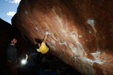 Bouldering in Hueco Tanks on 11/11/2018 with Blue Lizard Climbing and Yoga

Filename: SRM_20181111_1502460.jpg
Aperture: f/9.0
Shutter Speed: 1/250
Body: Canon EOS-1D Mark II
Lens: Canon EF 16-35mm f/2.8 L