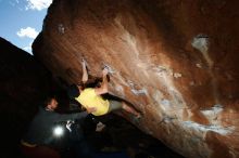 Bouldering in Hueco Tanks on 11/11/2018 with Blue Lizard Climbing and Yoga

Filename: SRM_20181111_1502580.jpg
Aperture: f/9.0
Shutter Speed: 1/250
Body: Canon EOS-1D Mark II
Lens: Canon EF 16-35mm f/2.8 L