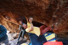 Bouldering in Hueco Tanks on 11/11/2018 with Blue Lizard Climbing and Yoga

Filename: SRM_20181111_1551130.jpg
Aperture: f/2.8
Shutter Speed: 1/100
Body: Canon EOS-1D Mark II
Lens: Canon EF 16-35mm f/2.8 L