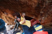 Bouldering in Hueco Tanks on 11/11/2018 with Blue Lizard Climbing and Yoga

Filename: SRM_20181111_1551130.jpg
Aperture: f/2.8
Shutter Speed: 1/100
Body: Canon EOS-1D Mark II
Lens: Canon EF 16-35mm f/2.8 L