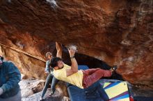 Bouldering in Hueco Tanks on 11/11/2018 with Blue Lizard Climbing and Yoga

Filename: SRM_20181111_1551150.jpg
Aperture: f/2.8
Shutter Speed: 1/100
Body: Canon EOS-1D Mark II
Lens: Canon EF 16-35mm f/2.8 L