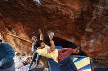 Bouldering in Hueco Tanks on 11/11/2018 with Blue Lizard Climbing and Yoga

Filename: SRM_20181111_1551151.jpg
Aperture: f/2.8
Shutter Speed: 1/100
Body: Canon EOS-1D Mark II
Lens: Canon EF 16-35mm f/2.8 L