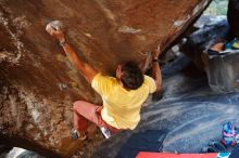 Bouldering in Hueco Tanks on 11/11/2018 with Blue Lizard Climbing and Yoga

Filename: SRM_20181111_1614200.jpg
Aperture: f/2.2
Shutter Speed: 1/250
Body: Canon EOS-1D Mark II
Lens: Canon EF 50mm f/1.8 II