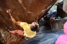 Bouldering in Hueco Tanks on 11/11/2018 with Blue Lizard Climbing and Yoga

Filename: SRM_20181111_1614230.jpg
Aperture: f/2.2
Shutter Speed: 1/250
Body: Canon EOS-1D Mark II
Lens: Canon EF 50mm f/1.8 II