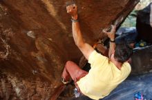 Bouldering in Hueco Tanks on 11/11/2018 with Blue Lizard Climbing and Yoga

Filename: SRM_20181111_1614330.jpg
Aperture: f/2.8
Shutter Speed: 1/250
Body: Canon EOS-1D Mark II
Lens: Canon EF 50mm f/1.8 II