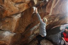 Bouldering in Hueco Tanks on 11/24/2018 with Blue Lizard Climbing and Yoga

Filename: SRM_20181124_1126210.jpg
Aperture: f/4.5
Shutter Speed: 1/250
Body: Canon EOS-1D Mark II
Lens: Canon EF 16-35mm f/2.8 L