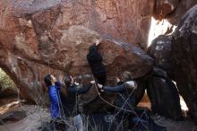 Bouldering in Hueco Tanks on 11/24/2018 with Blue Lizard Climbing and Yoga

Filename: SRM_20181124_1129593.jpg
Aperture: f/9.0
Shutter Speed: 1/250
Body: Canon EOS-1D Mark II
Lens: Canon EF 16-35mm f/2.8 L