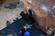 Bouldering in Hueco Tanks on 11/24/2018 with Blue Lizard Climbing and Yoga

Filename: SRM_20181124_1146500.jpg
Aperture: f/4.0
Shutter Speed: 1/250
Body: Canon EOS-1D Mark II
Lens: Canon EF 50mm f/1.8 II