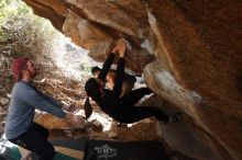 Bouldering in Hueco Tanks on 11/24/2018 with Blue Lizard Climbing and Yoga

Filename: SRM_20181124_1228410.jpg
Aperture: f/5.0
Shutter Speed: 1/250
Body: Canon EOS-1D Mark II
Lens: Canon EF 16-35mm f/2.8 L