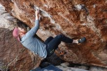 Bouldering in Hueco Tanks on 11/24/2018 with Blue Lizard Climbing and Yoga

Filename: SRM_20181124_1254570.jpg
Aperture: f/4.5
Shutter Speed: 1/250
Body: Canon EOS-1D Mark II
Lens: Canon EF 50mm f/1.8 II