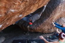 Bouldering in Hueco Tanks on 11/24/2018 with Blue Lizard Climbing and Yoga

Filename: SRM_20181124_1303450.jpg
Aperture: f/5.0
Shutter Speed: 1/250
Body: Canon EOS-1D Mark II
Lens: Canon EF 16-35mm f/2.8 L