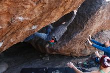 Bouldering in Hueco Tanks on 11/24/2018 with Blue Lizard Climbing and Yoga

Filename: SRM_20181124_1303451.jpg
Aperture: f/5.0
Shutter Speed: 1/250
Body: Canon EOS-1D Mark II
Lens: Canon EF 16-35mm f/2.8 L