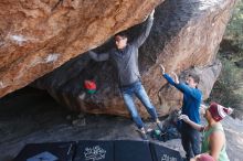 Bouldering in Hueco Tanks on 11/24/2018 with Blue Lizard Climbing and Yoga

Filename: SRM_20181124_1305121.jpg
Aperture: f/4.5
Shutter Speed: 1/250
Body: Canon EOS-1D Mark II
Lens: Canon EF 16-35mm f/2.8 L
